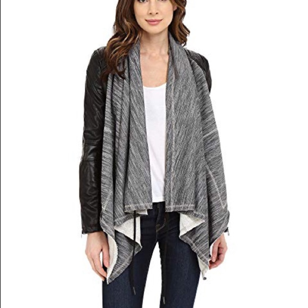 Blank NYC Vegan Leather Sleeved Terry Drape Jacket XS